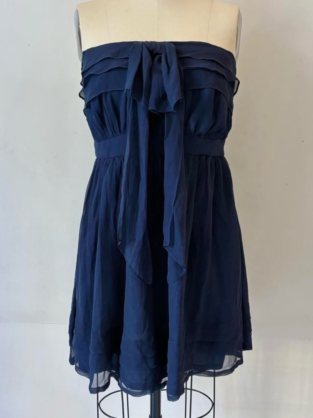 Strapless Navy Tie-Front Mini Dress
